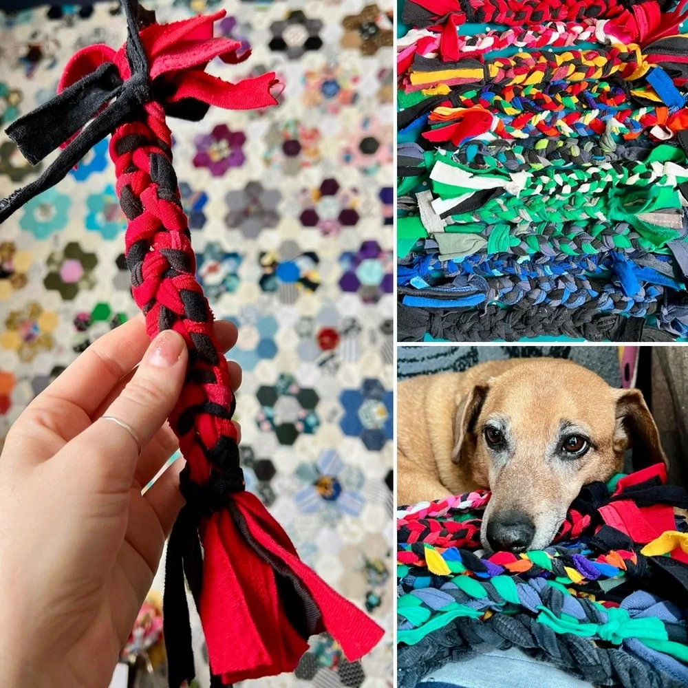Colorful Dog Tug Toy - Braided Upcycled